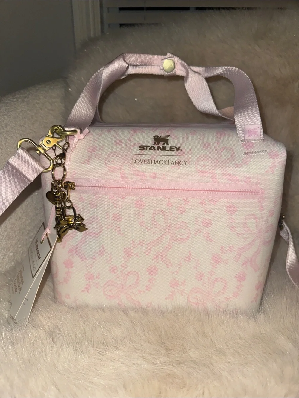 LoveShackFancy x Stanley Pink Floral Cooler with Gold Charms